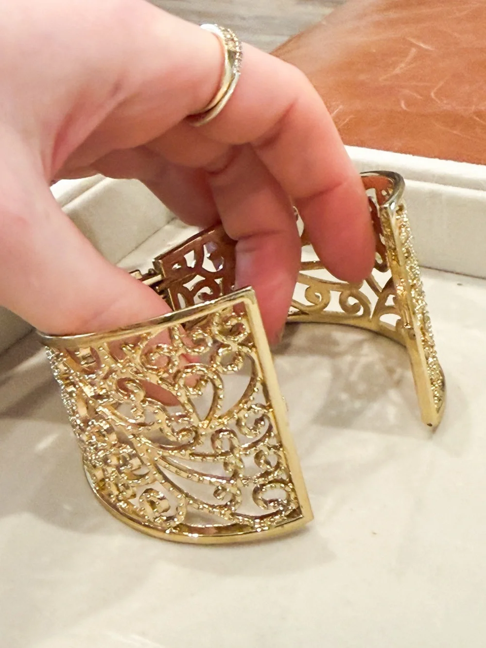 Express Gold-Tone Filigree Wide Cuff Bracelet Y2K Statement